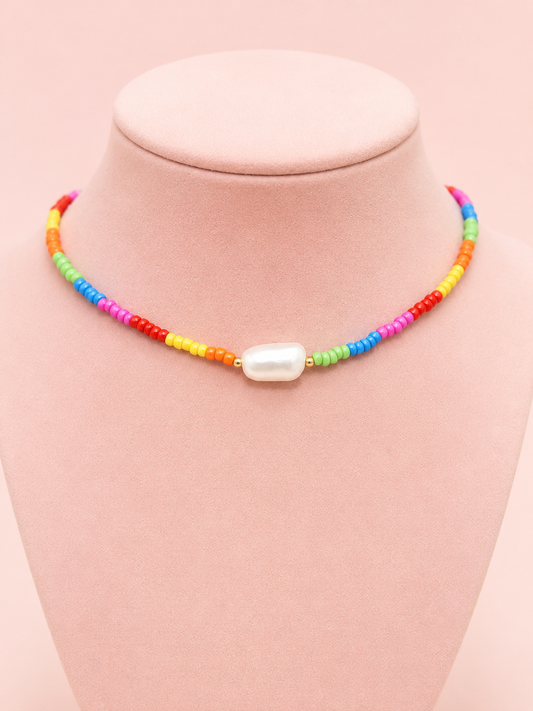 Over The Rainbow Pearl Beaded Necklace