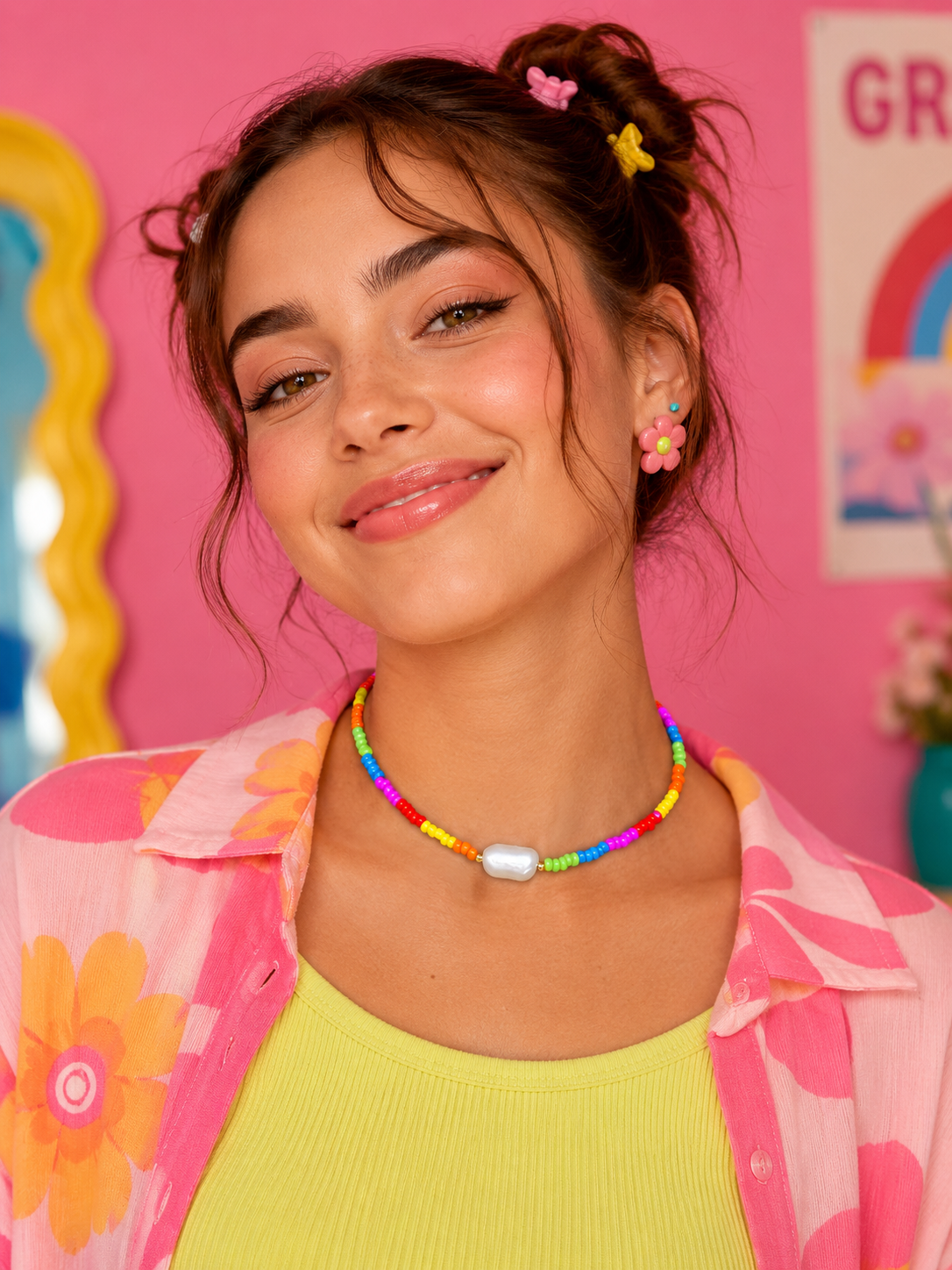 Over The Rainbow Pearl Beaded Necklace