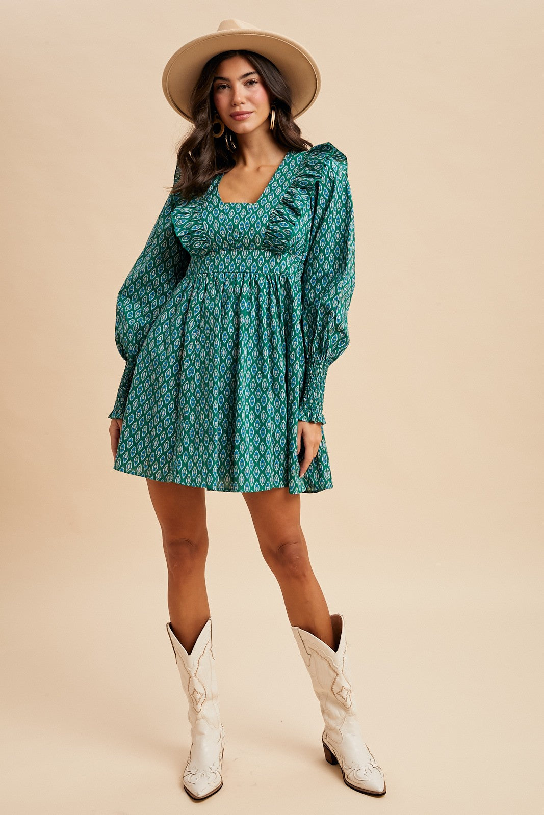 Maisie Meadow Green Mini Dress