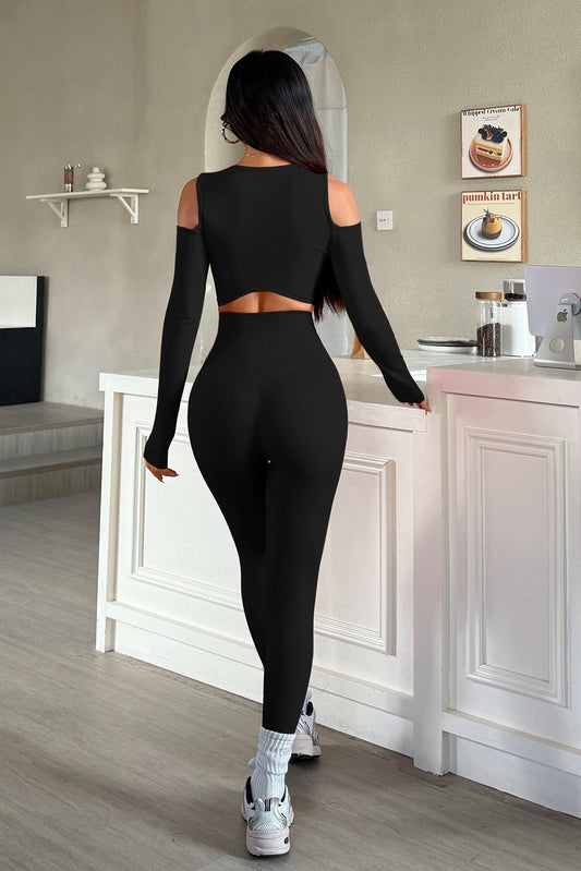 ALL THE RIGHT MOVES BLACK 2PC WORKOUT SET