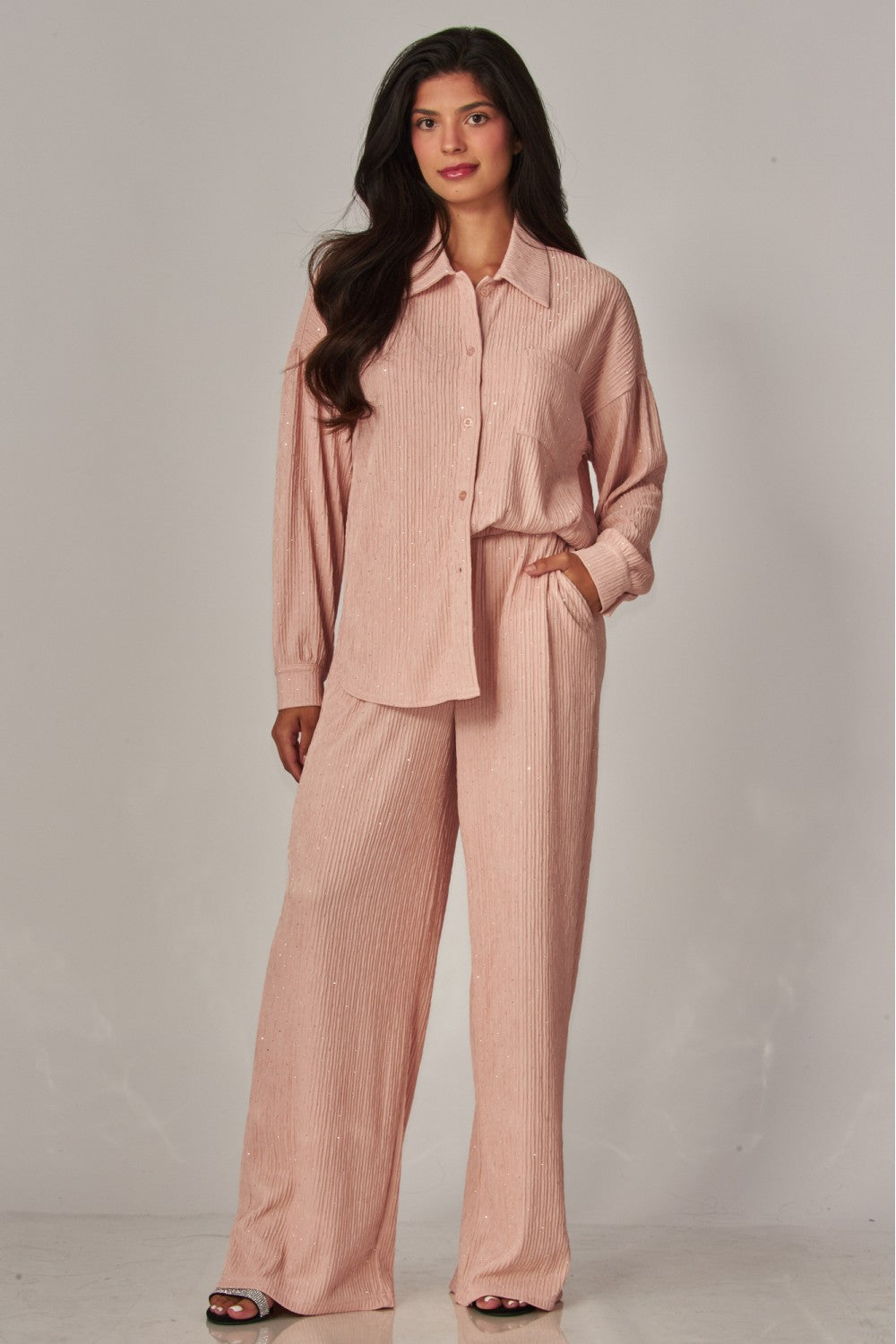 CATCH THE LIGHT RHINESTONE LOUNGE SET IN PINK