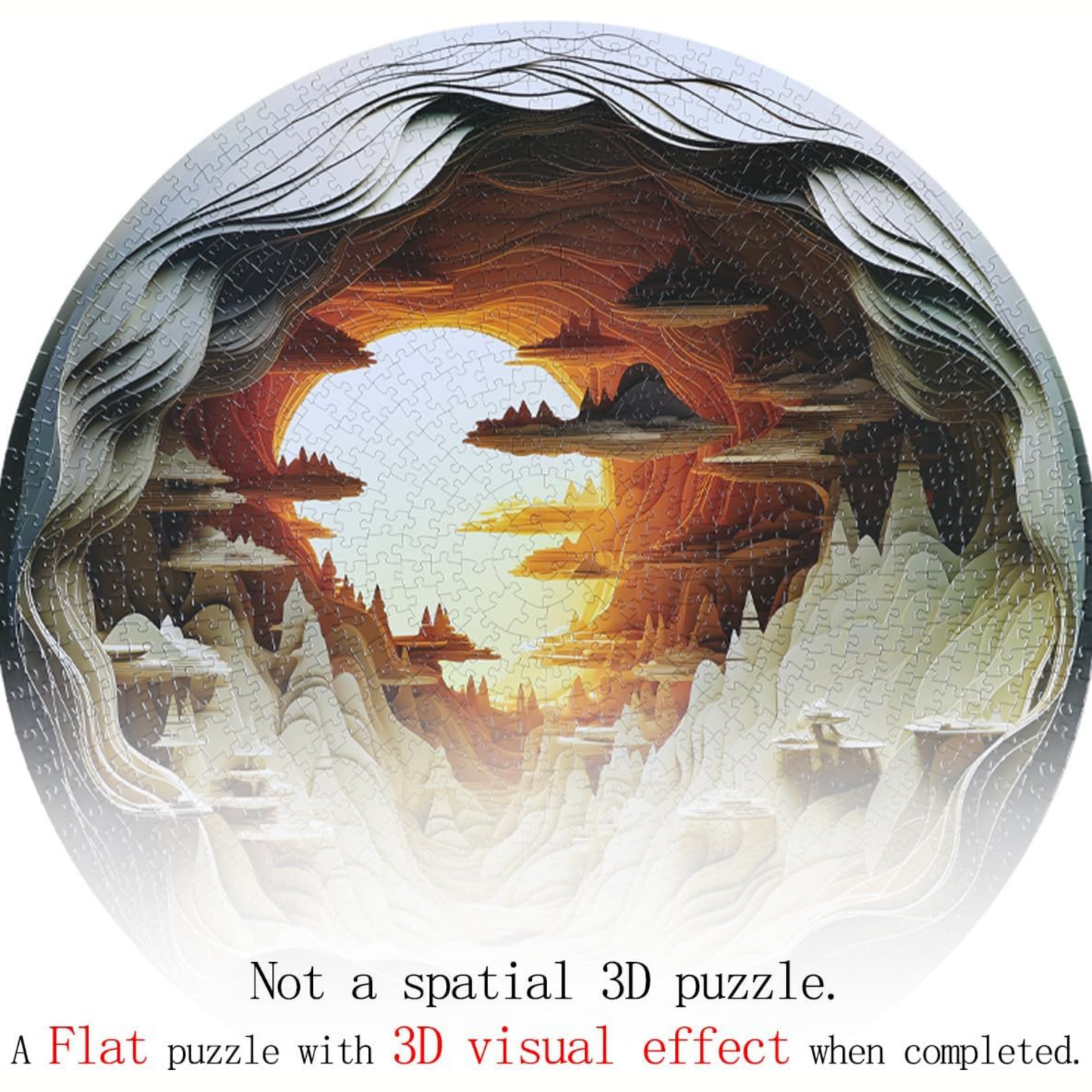 Dawn Inside a Cave 3-D Round Adult Art Puzzle