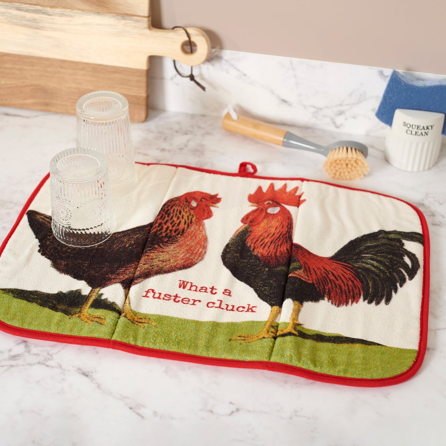 Fuster Cluck Chicken Theme Drying Mat