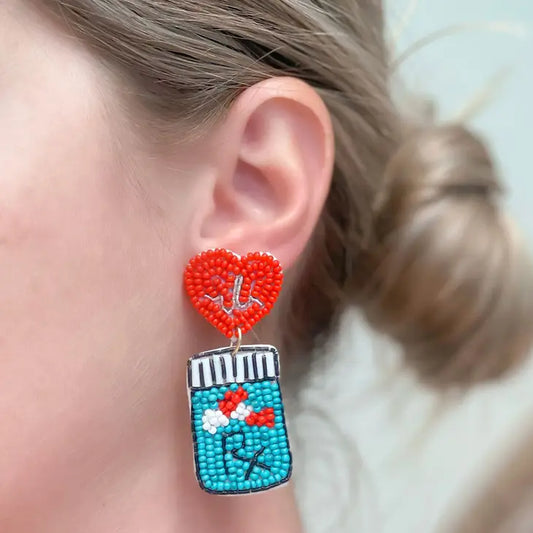 NURSE Love RN RX Beaded Earrings