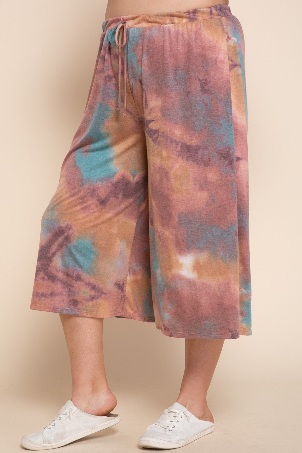 Tie Dye Wide Leg Capri Pants