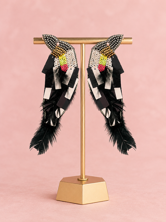 The Art of Flight Beaded Bird Statement Earrings