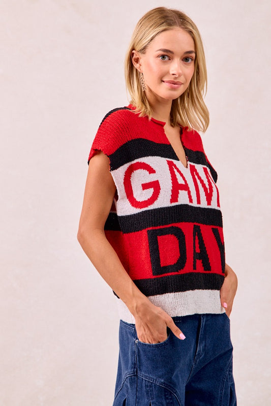 Georgia Bulldogs "GAME DAY" Sleeveless Knit Sweater Top