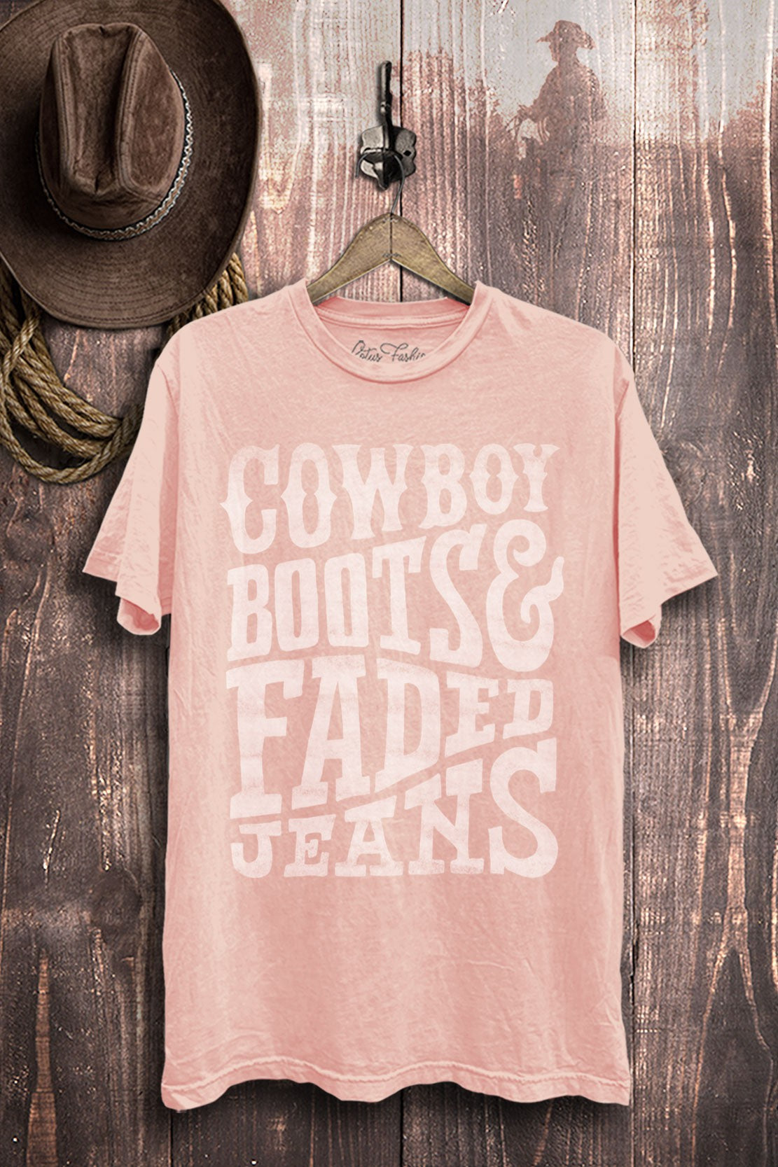 Cowboy Boots & Faded Jeans Western Graphic T-Shirt