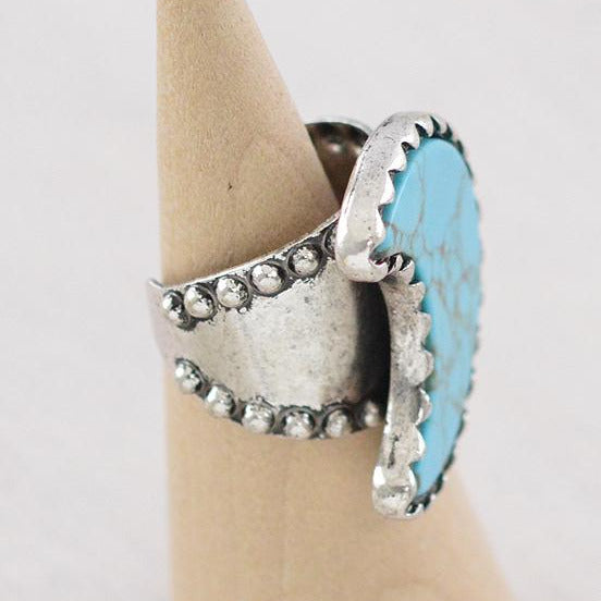 Texas Turquoise Crescent Moon Ring