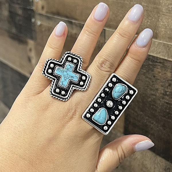 Rectangle Rock Turquoise Ring