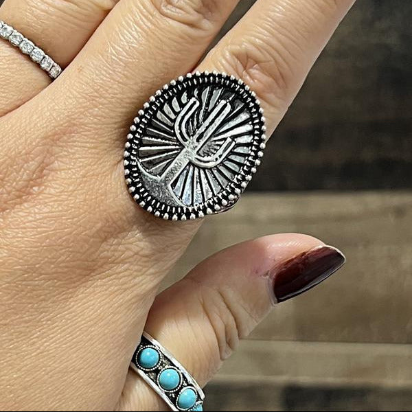 Cowgirl Cactus Concho Ring
