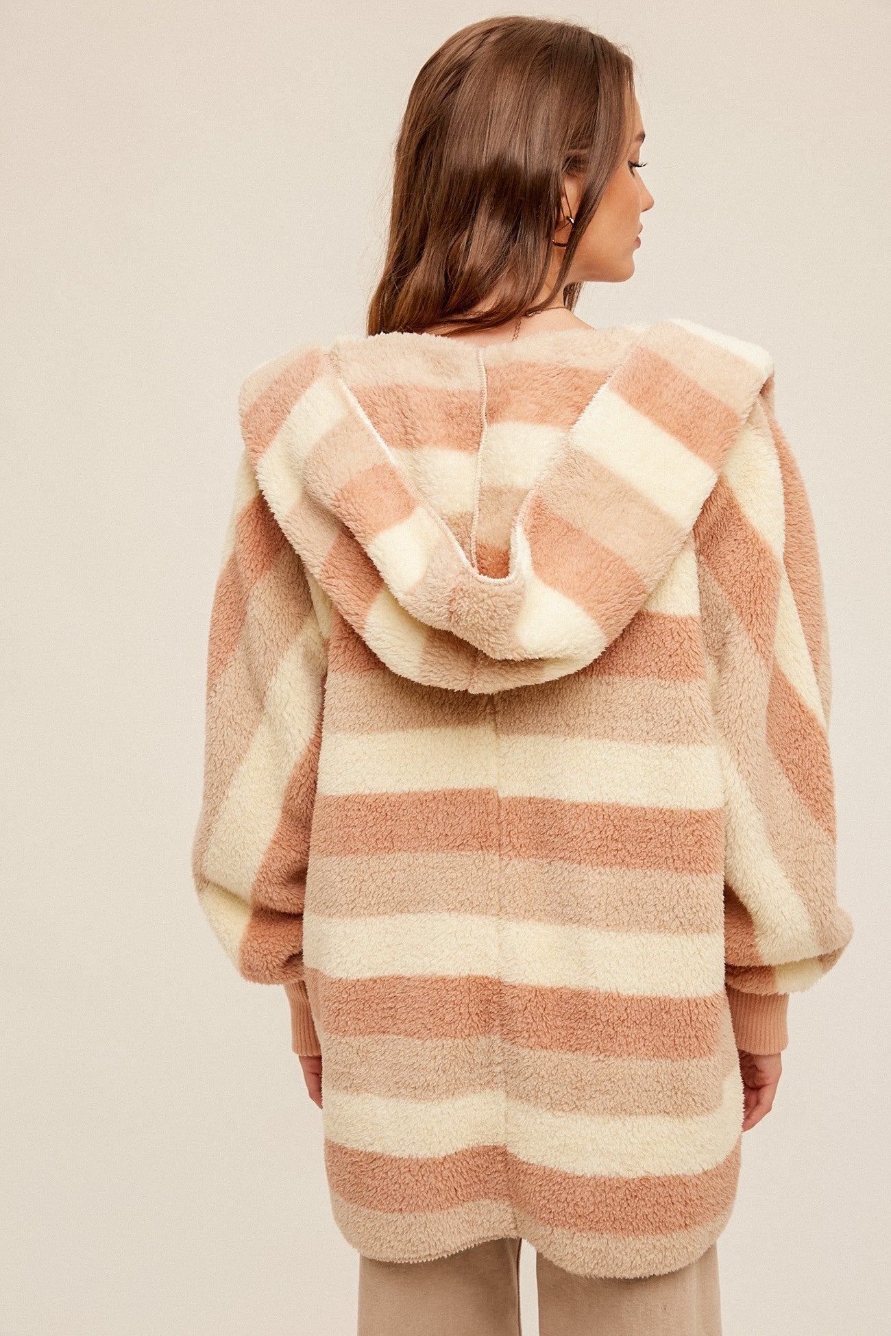 Rows of Rose Striped Teddy Jacket