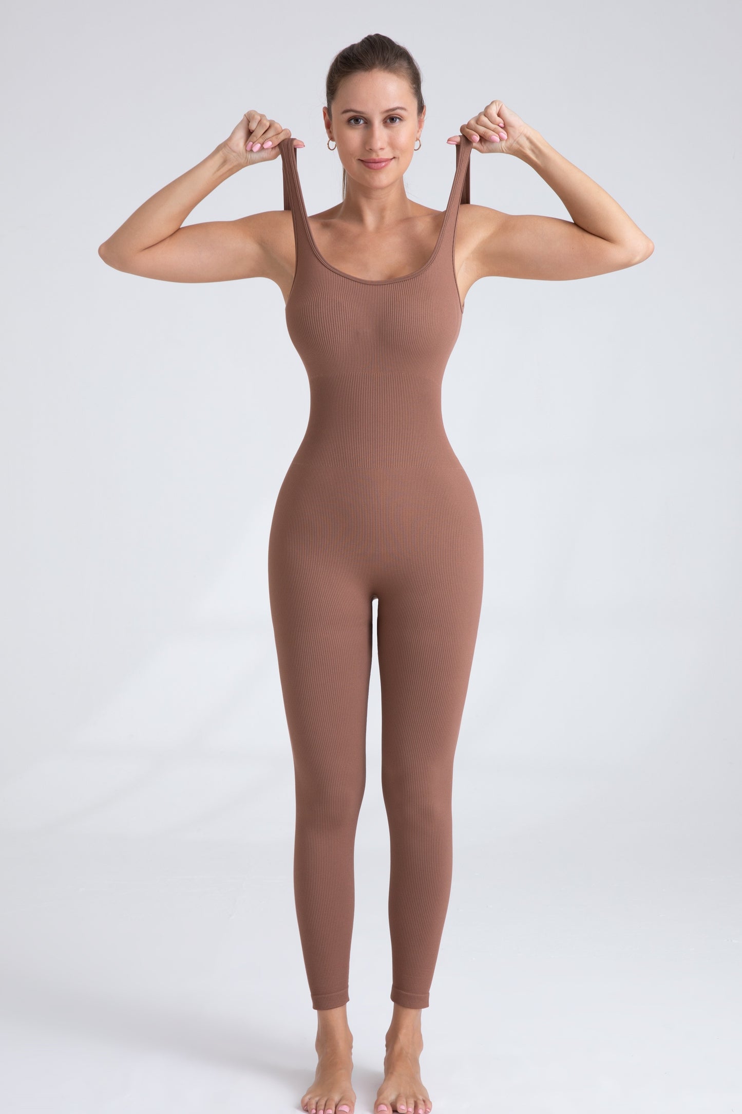 SADIE SEAMLESS ATHLEISURE BROWN UNITARD