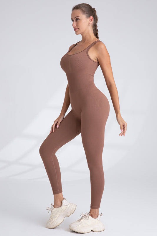 SADIE SEAMLESS ATHLEISURE BROWN UNITARD