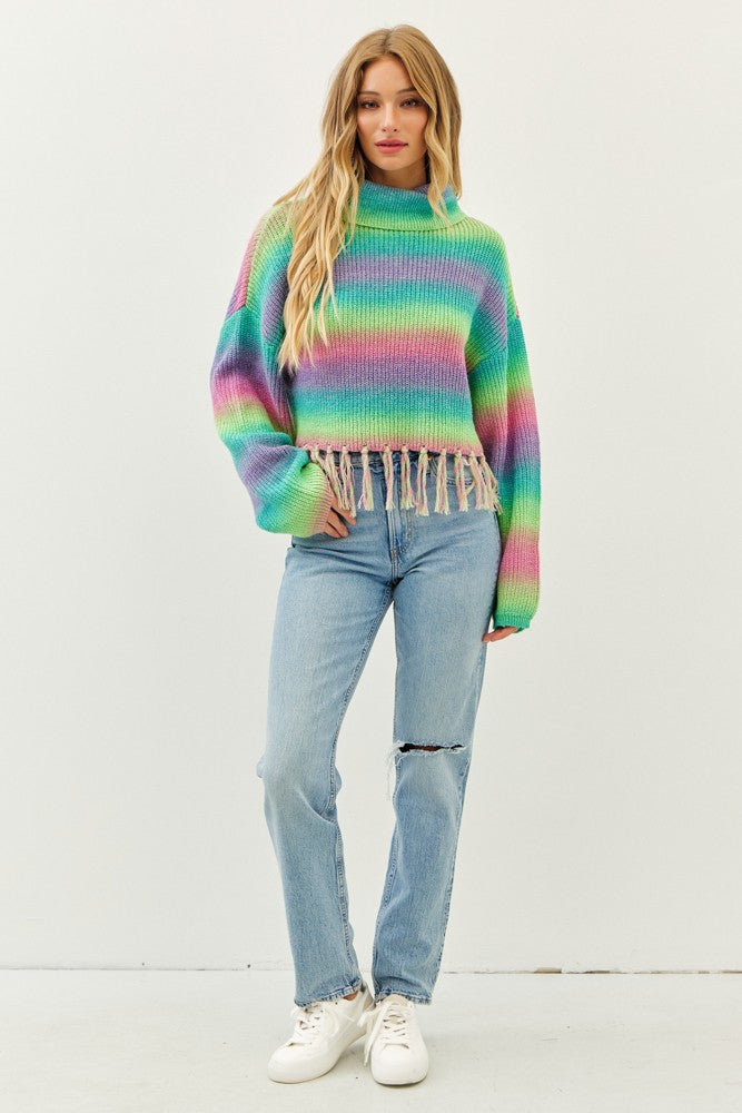 FRINGE BENEFITS BOHO RAINBOW SWEATER