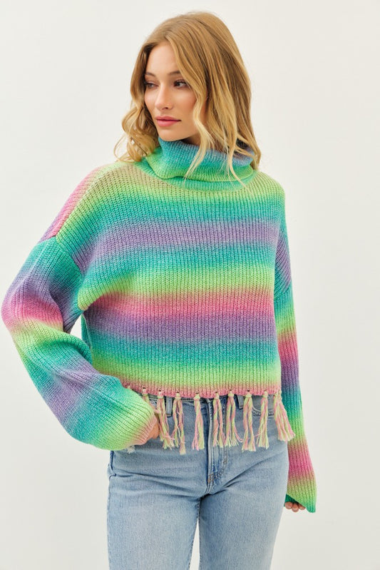 FRINGE BENEFITS BOHO RAINBOW SWEATER