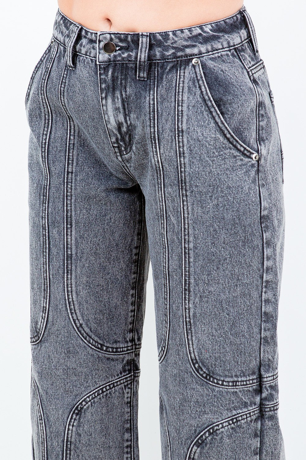 Retro Boho Seam Wide Leg Jeans