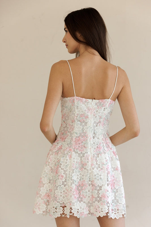 Cherry Blossom White Lace Mini Dress