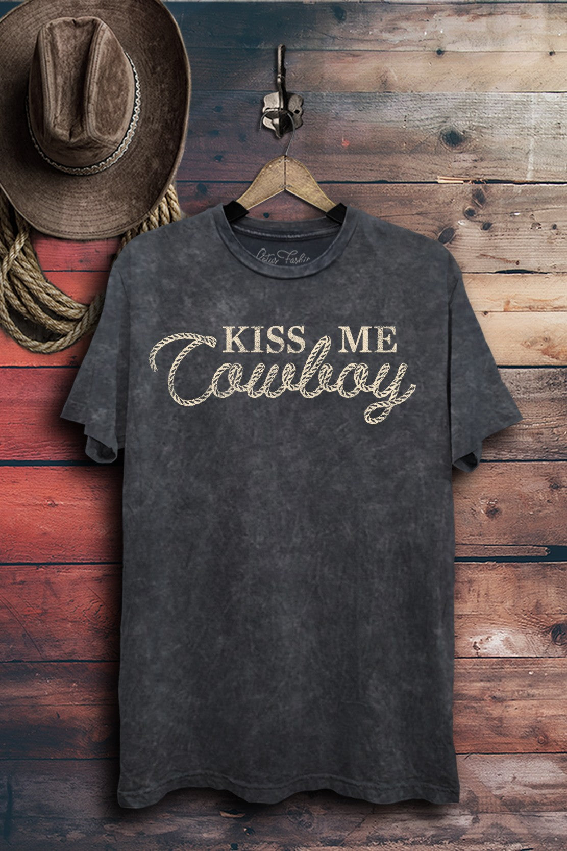 Kiss Me Cowboy Western Graphic T-Shirt