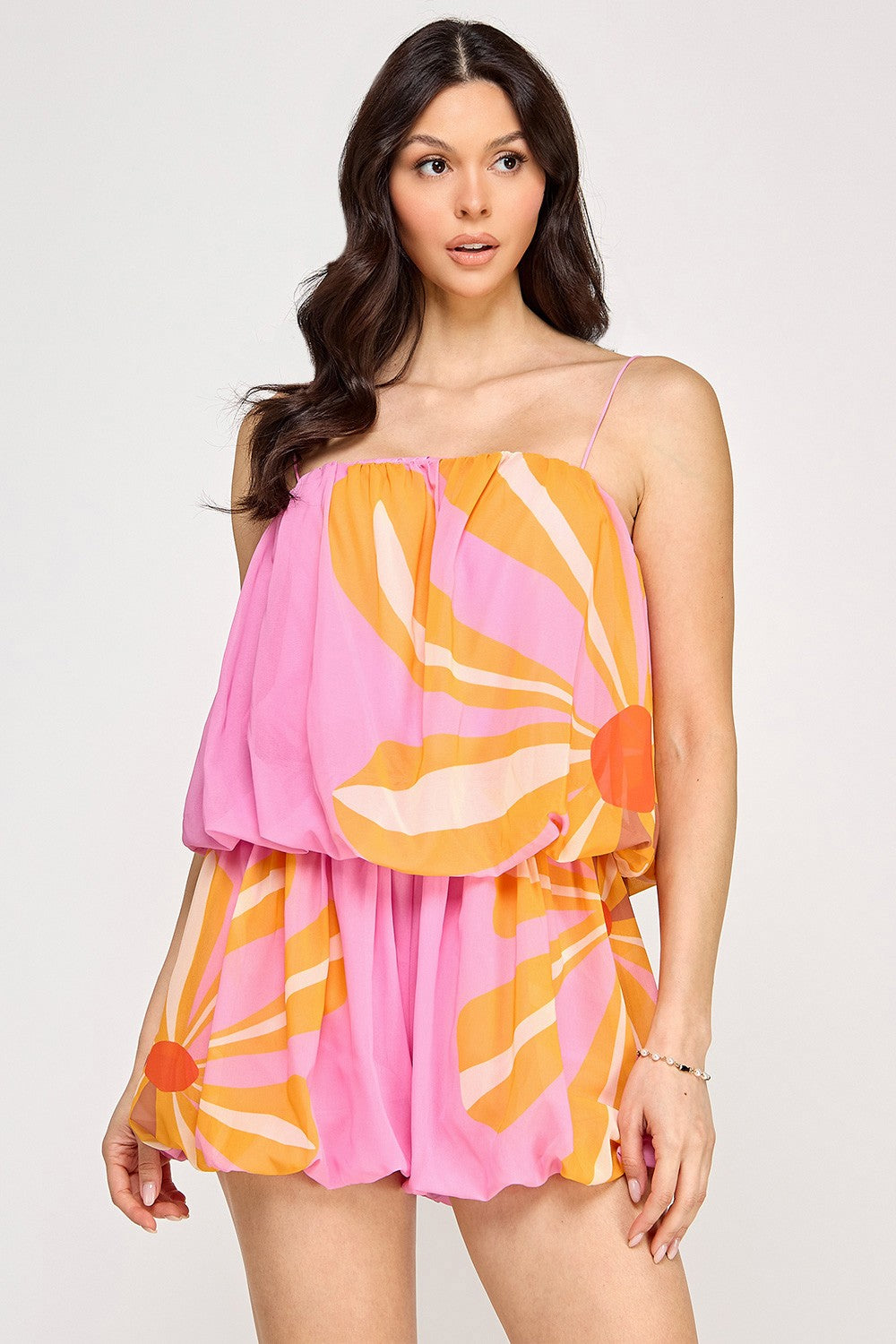 Bubble Bloom Chiffon Romper