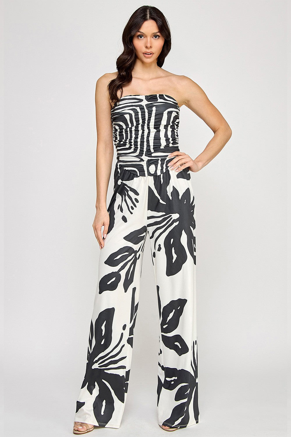 Sassy 70's Wide-leg Floral Jumpsuit