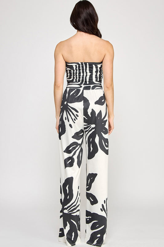 Sassy 70's Wide-leg Floral Jumpsuit