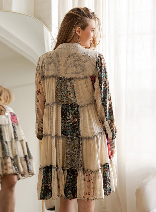 Bailey Boho Patchwork Shirt Dress