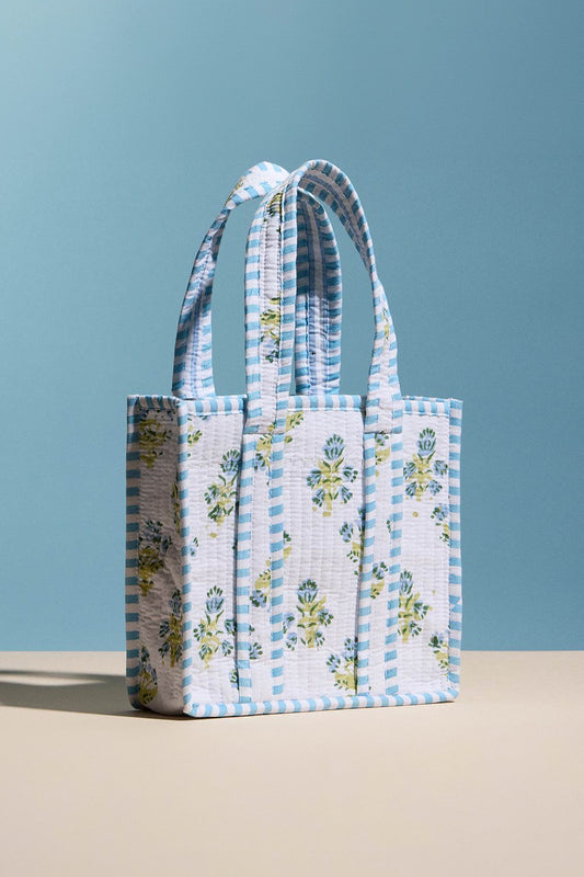 Coco Floral Pattern Quilted Tote Bag