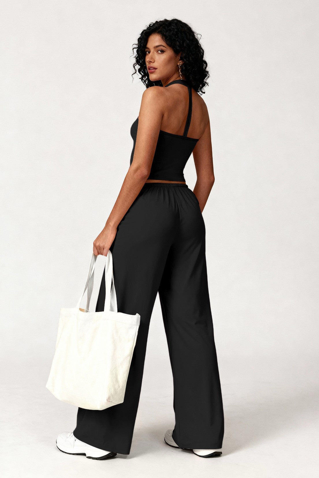 BLACK LOUNGEWEAR TANK & PANTS SET