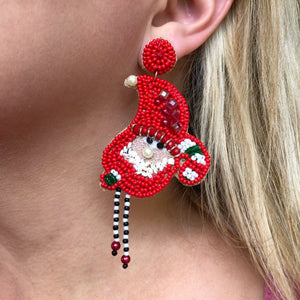 Christmas Elf Gnome Festive Seed Beaded Earrings