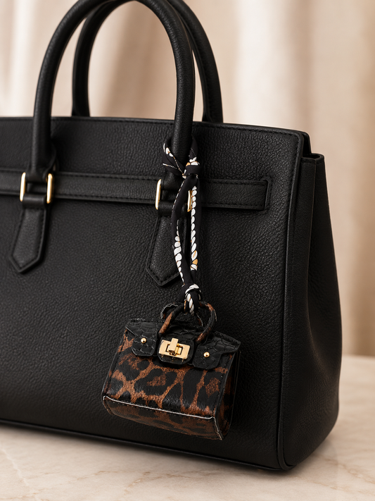 Designer Bag Leopard Mini Handbag Charm