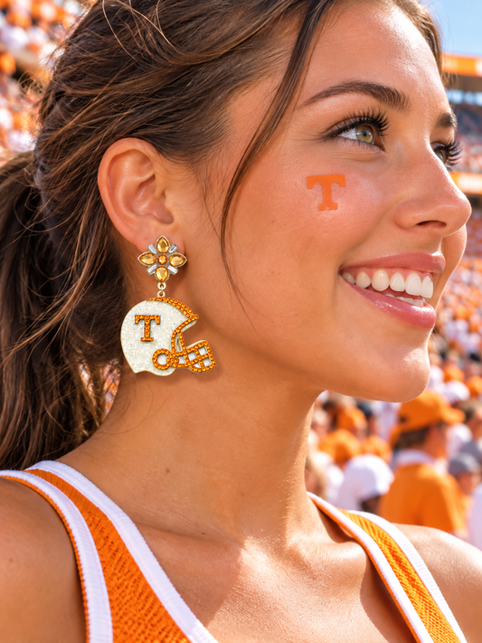 Pendientes de purpurina con casco de fútbol americano Crystal Top Tennessee Vols