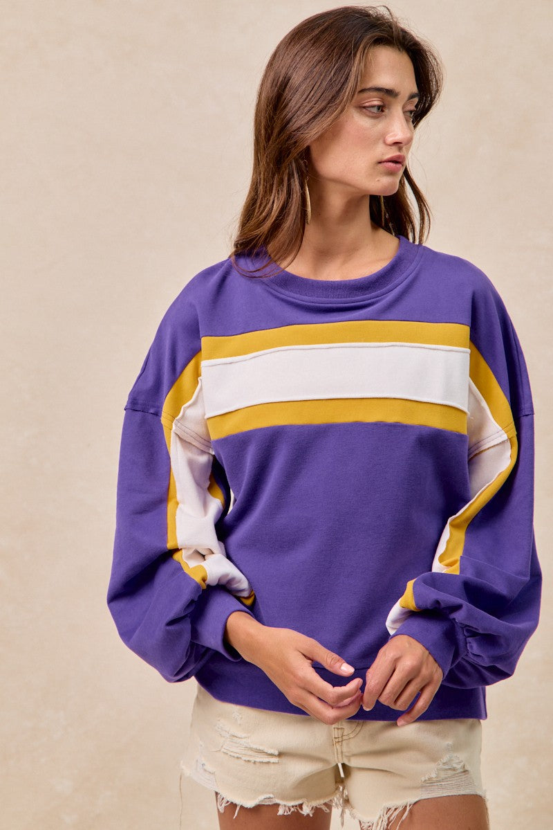 LSU Football Purple Gold Stripe College Gameday Sweatshirt