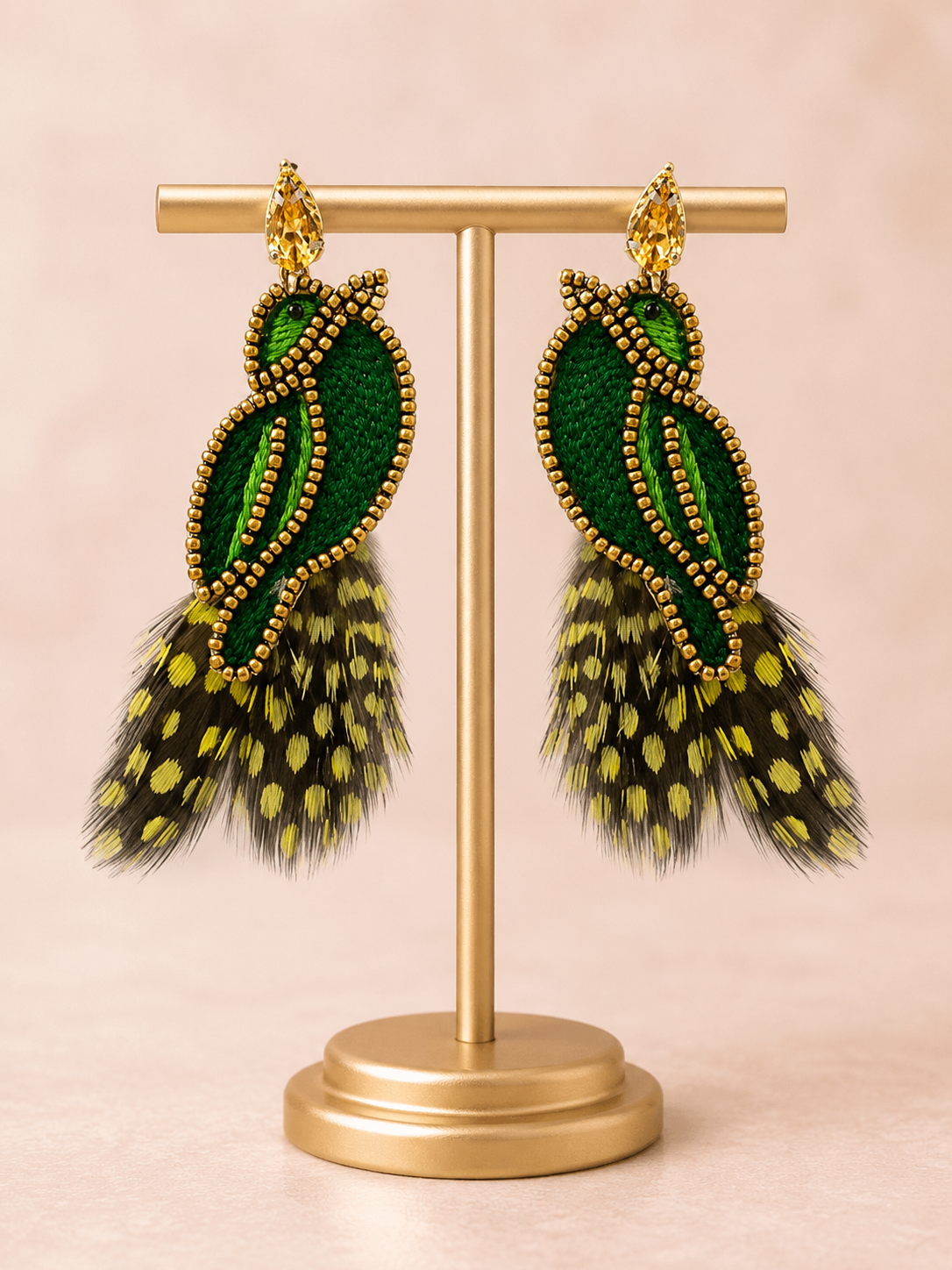 Emerald Aviary Feathered Resort Earrings