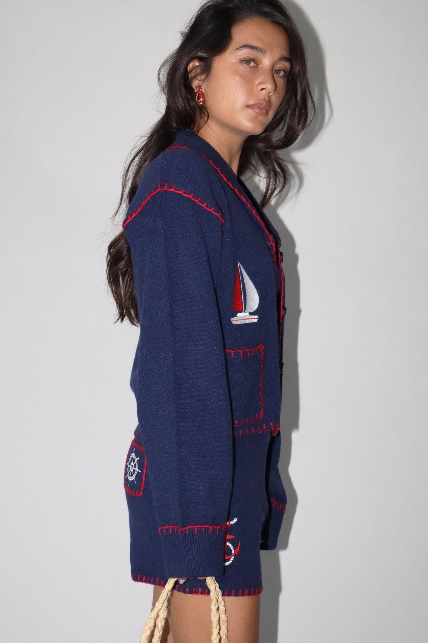 Anchors Aweigh Embroidered Patch Cardigan