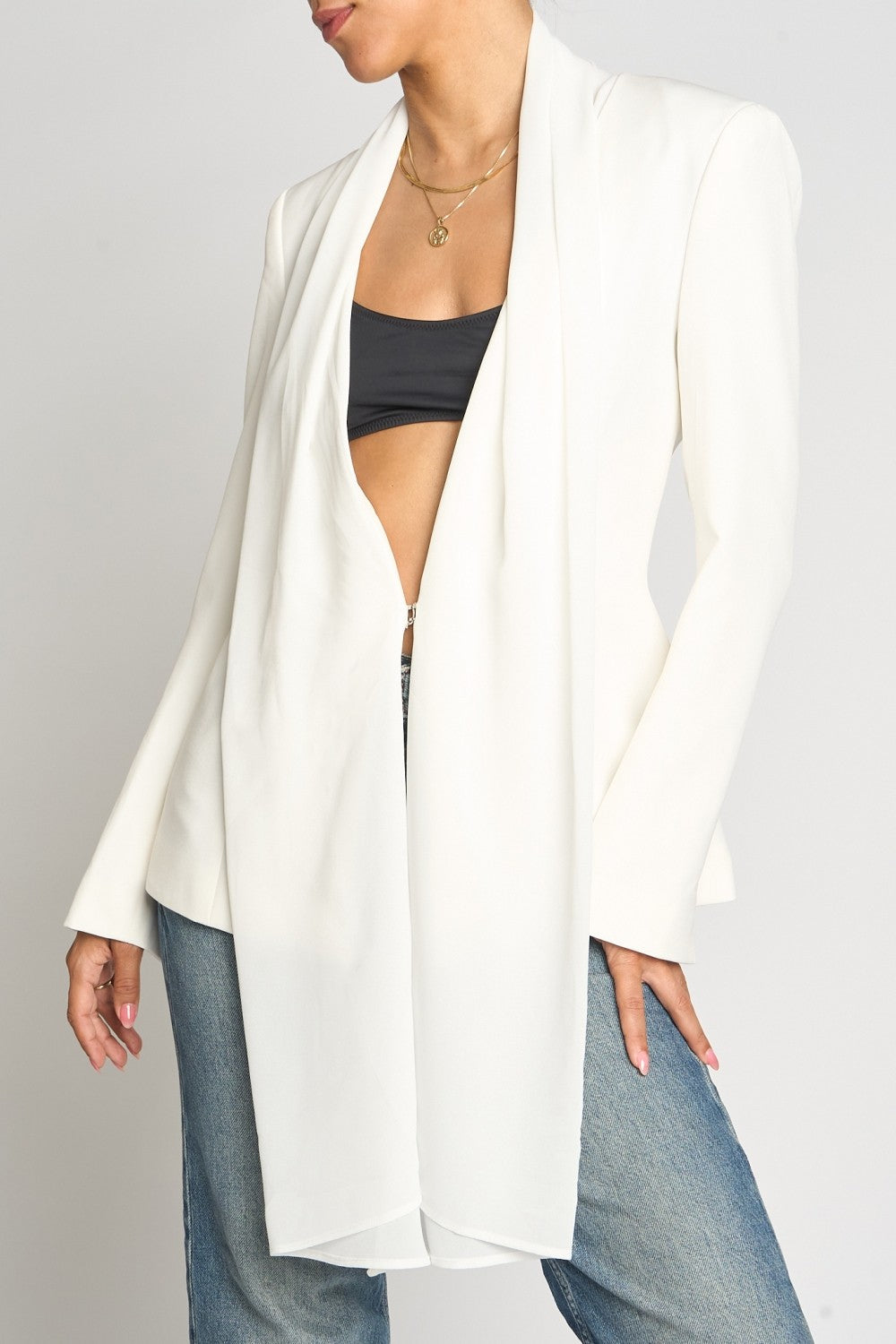 Fit To Be Tied White Blazer