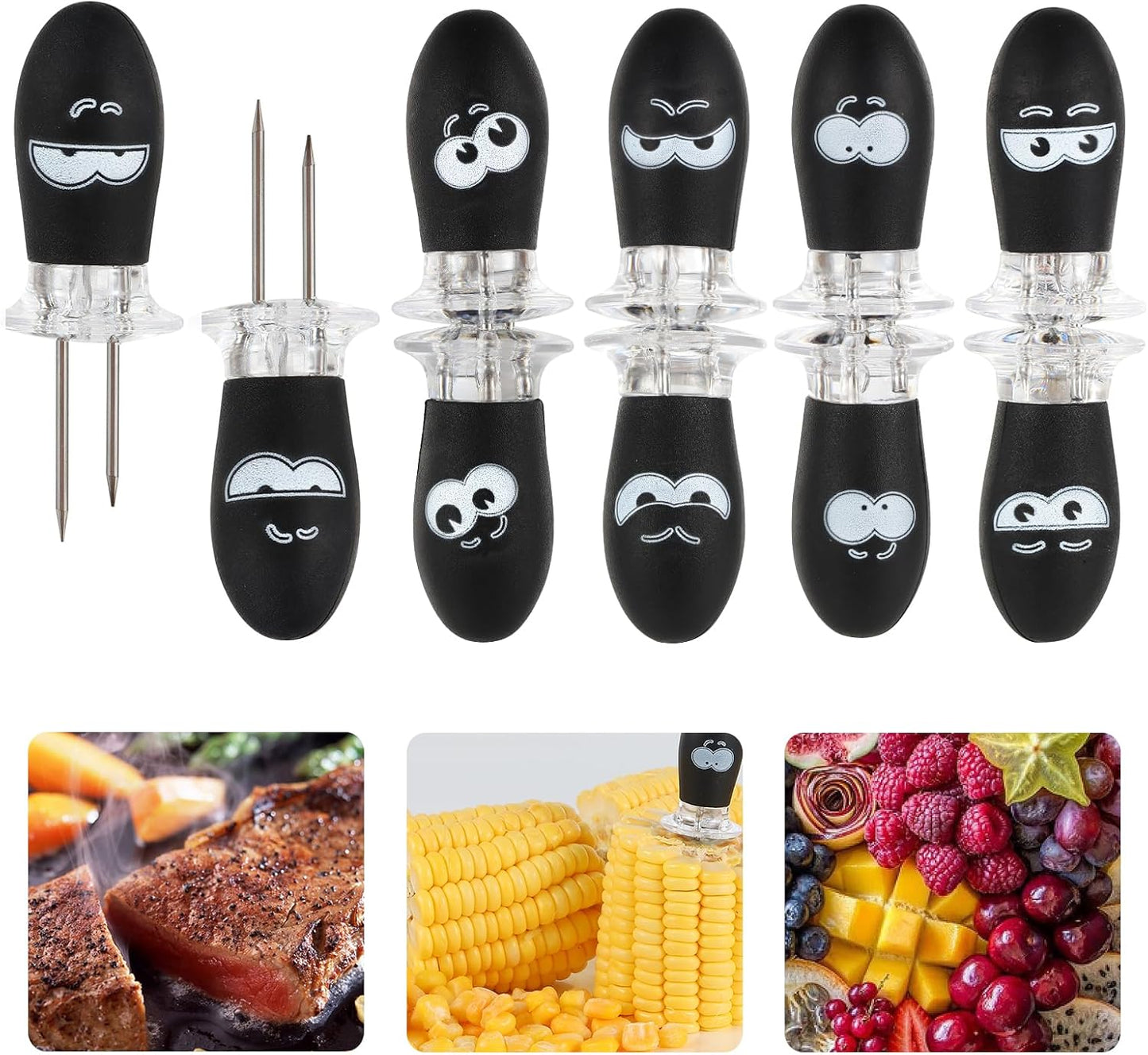 Set of 5 Emoji Face Corn Cob Holders