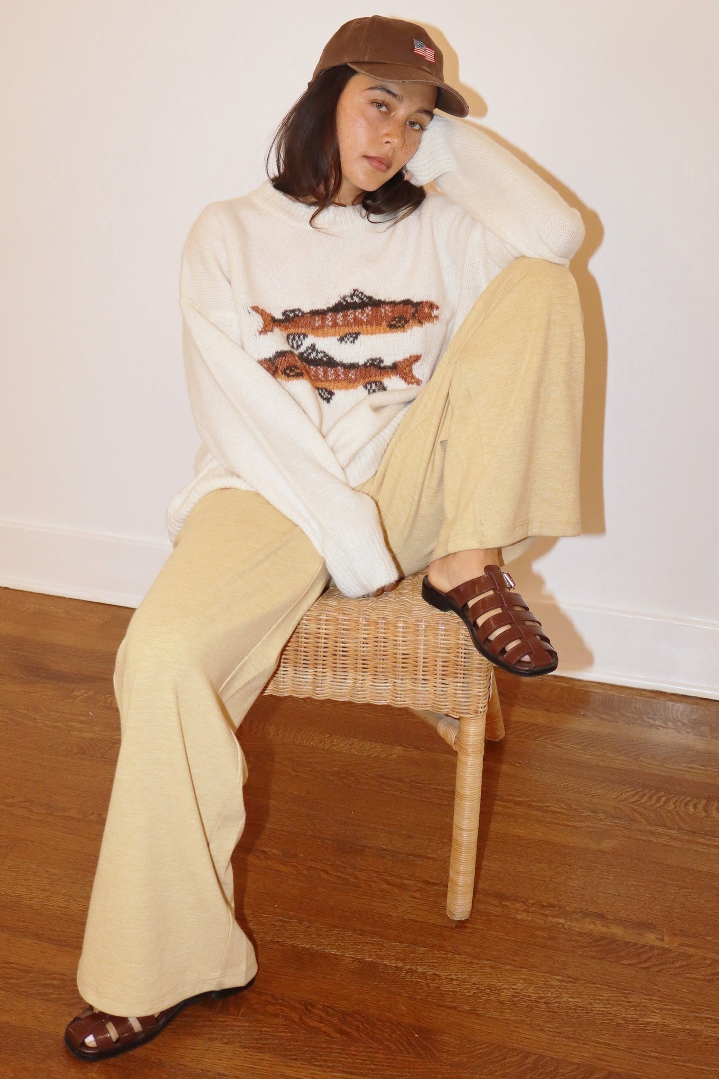 Drop Me A Line Fish Graphic Wool Sweater