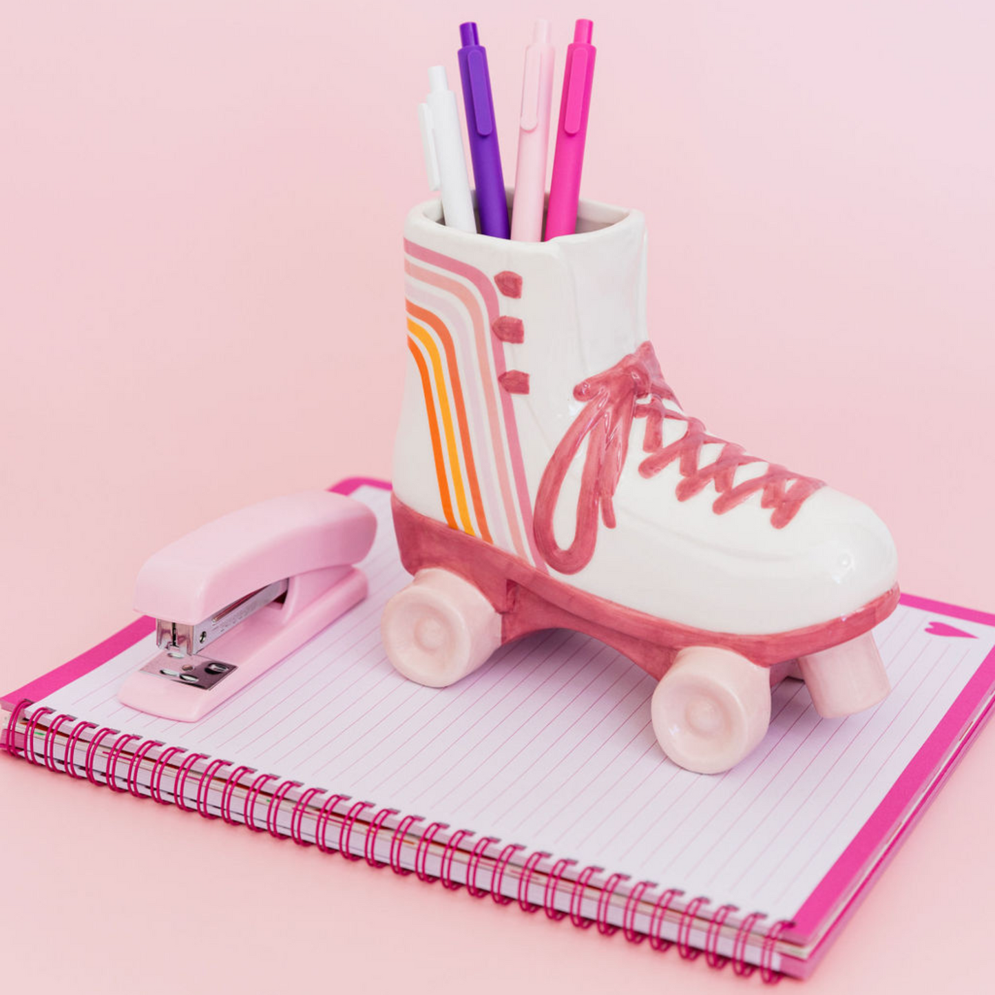 Ceramic Pink Roller Skate Shaped Vase