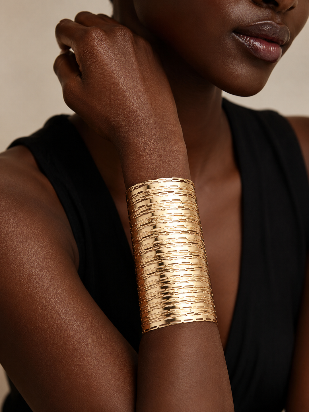 Guilded Gold Statement Arm Cuff Bracelet