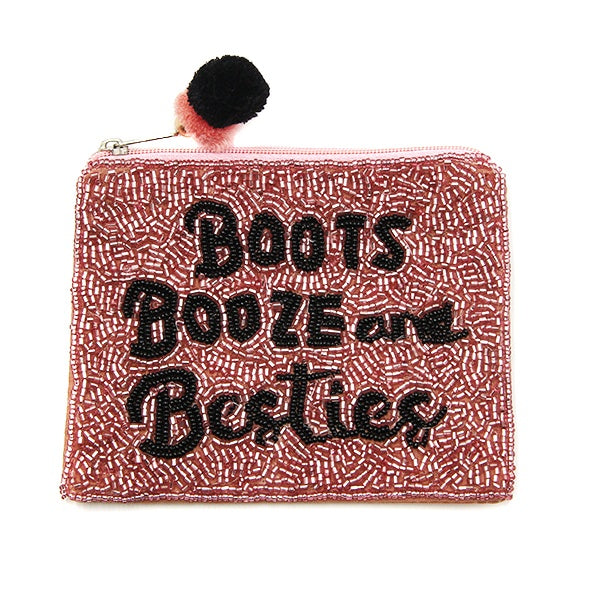 Boots Booze and Besties Western Beaded Money Pouch
