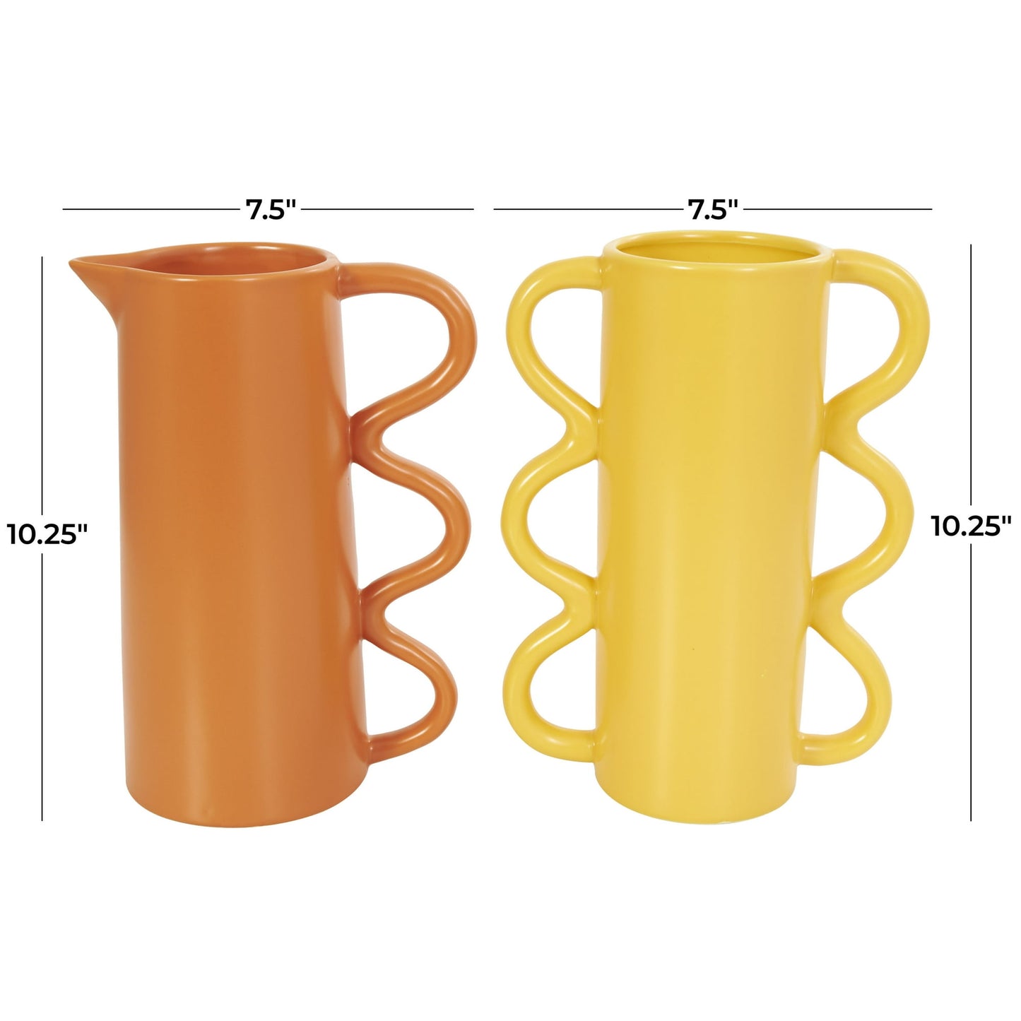 SET of 2 Making Waves Ceramic Wavy Handle Vases