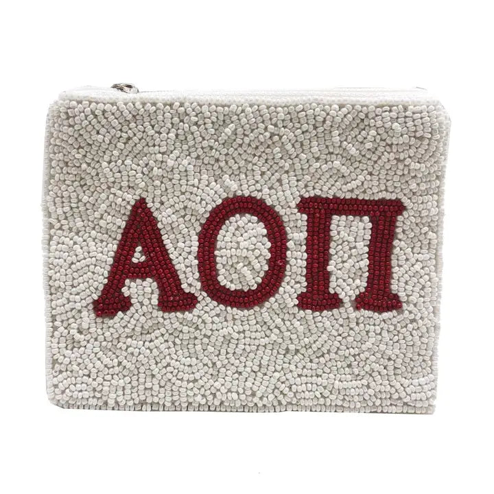 Alpha Omicro Pi Beaded Coin Purse Pouch