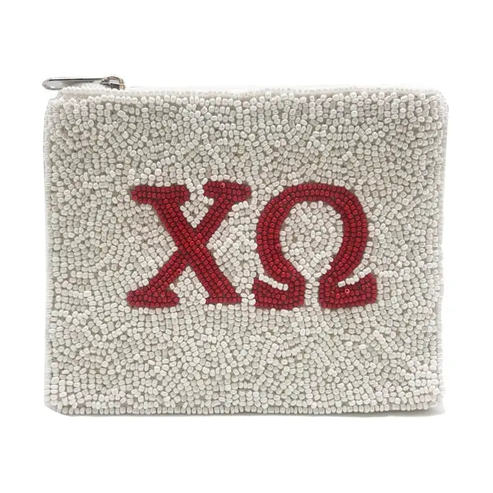 Chi Omega Beaded Coin Purse Pouch