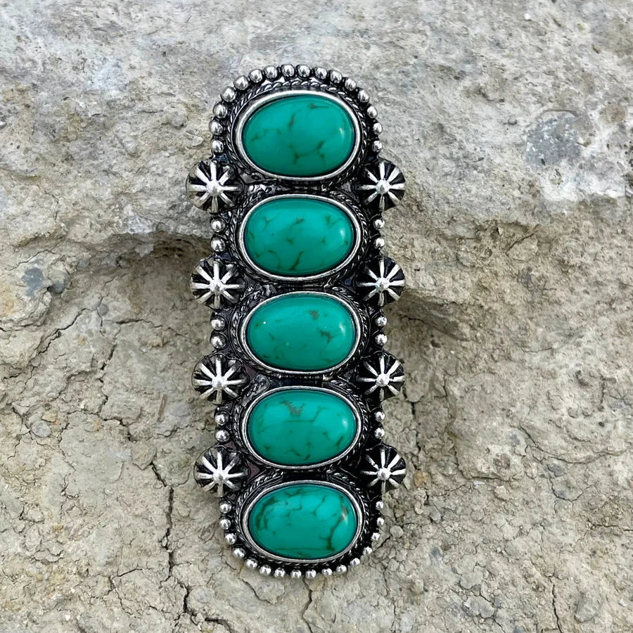 5-In-A-Row Turquoise Stone Ring