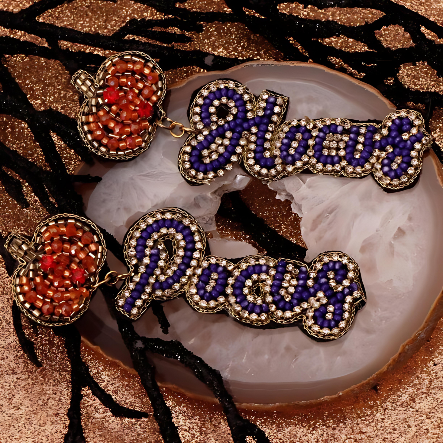 Halloween Fall HOCUS POCUS Pumpkin Theme Beaded Earrings