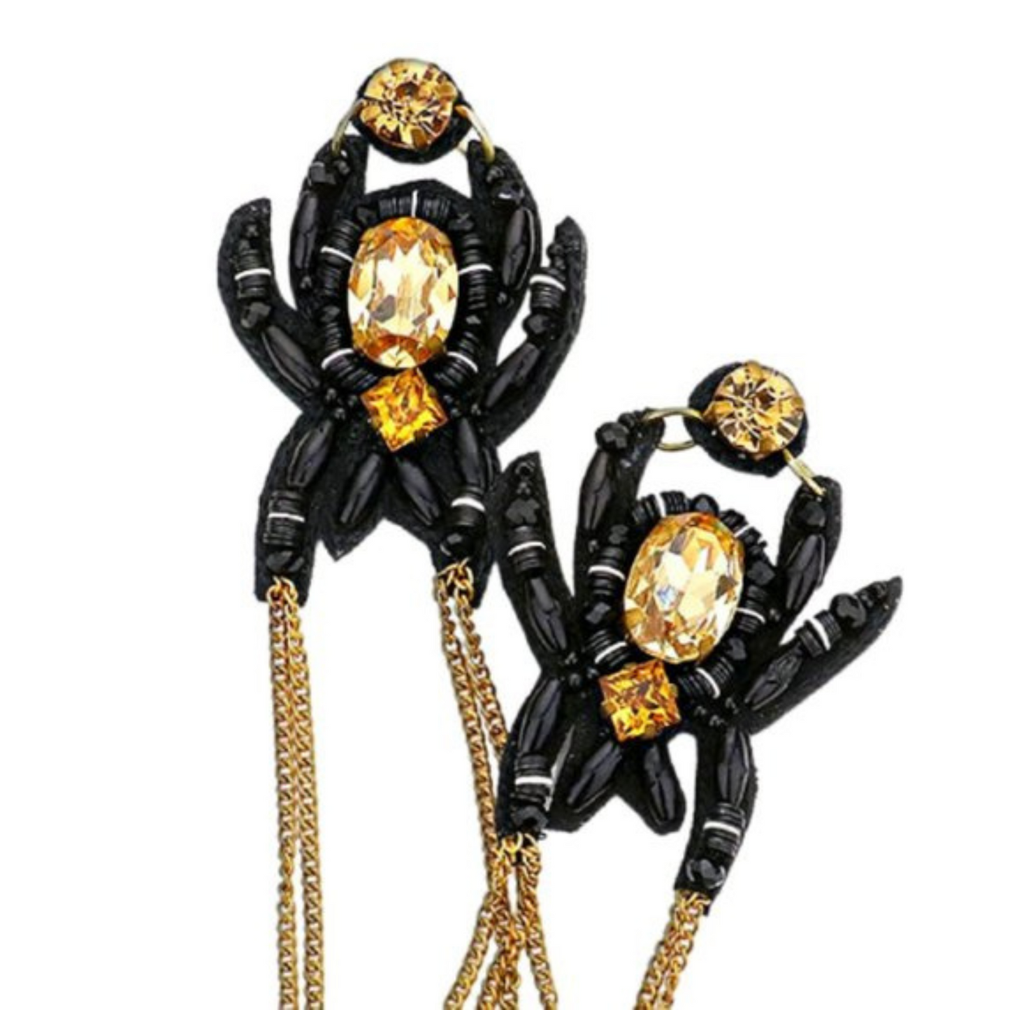 Along Came A Spider Goth Halloween Austrian Crystal Beaded Earrings