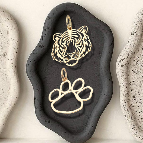 2PC Gold Plated Tiger Paw Pendant Charms