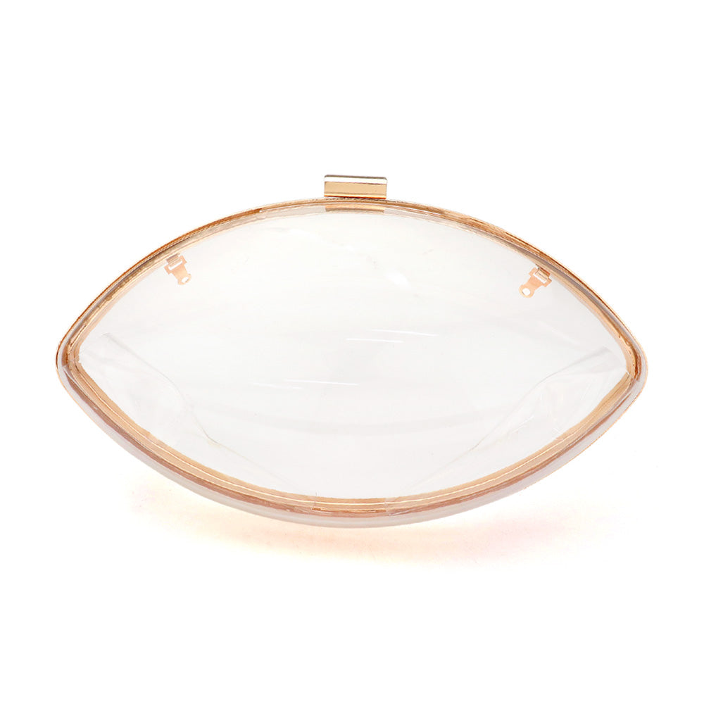 Gold Clear Metal Football Shaped Crossbody Bag