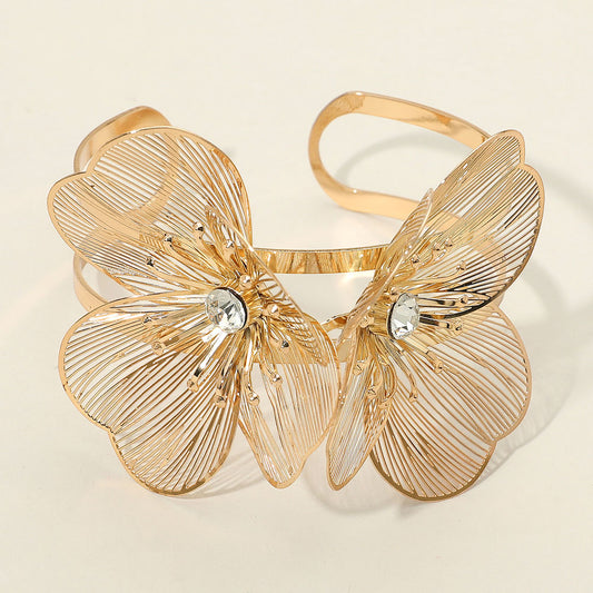Gold Filigree Flower Arm Cuff Bracelet